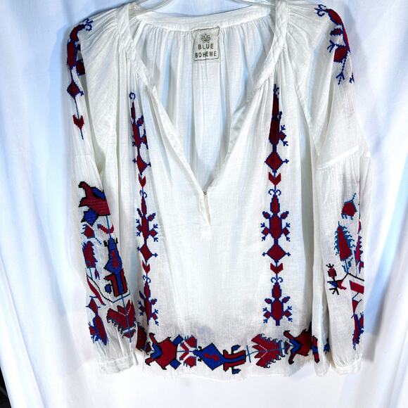 Blue Boheme Indian Cotton Moto Boho One Size Eclectic Whimsical Earthy - Picture 2 of 8